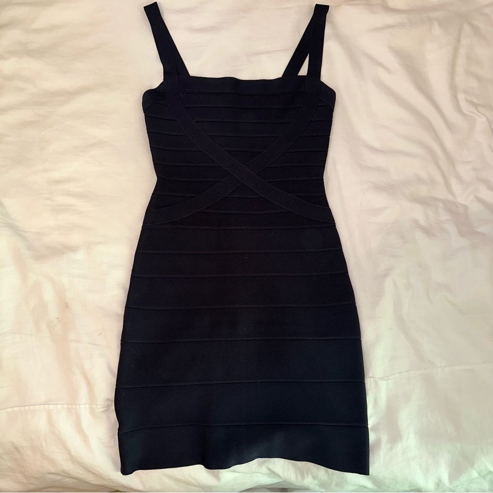 Herve Leger Navy Bandage Dress